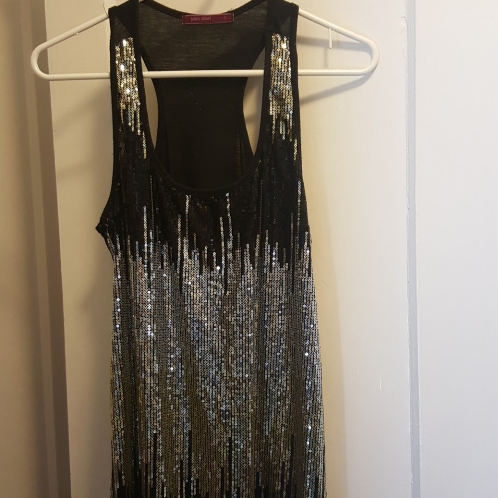 Black sequin tank